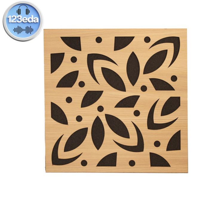 پنل آکوستیک جاذب صدا طرح گلبرگی با روکش چوب کرمی ۵۰×۵۰ - یک دو صدا