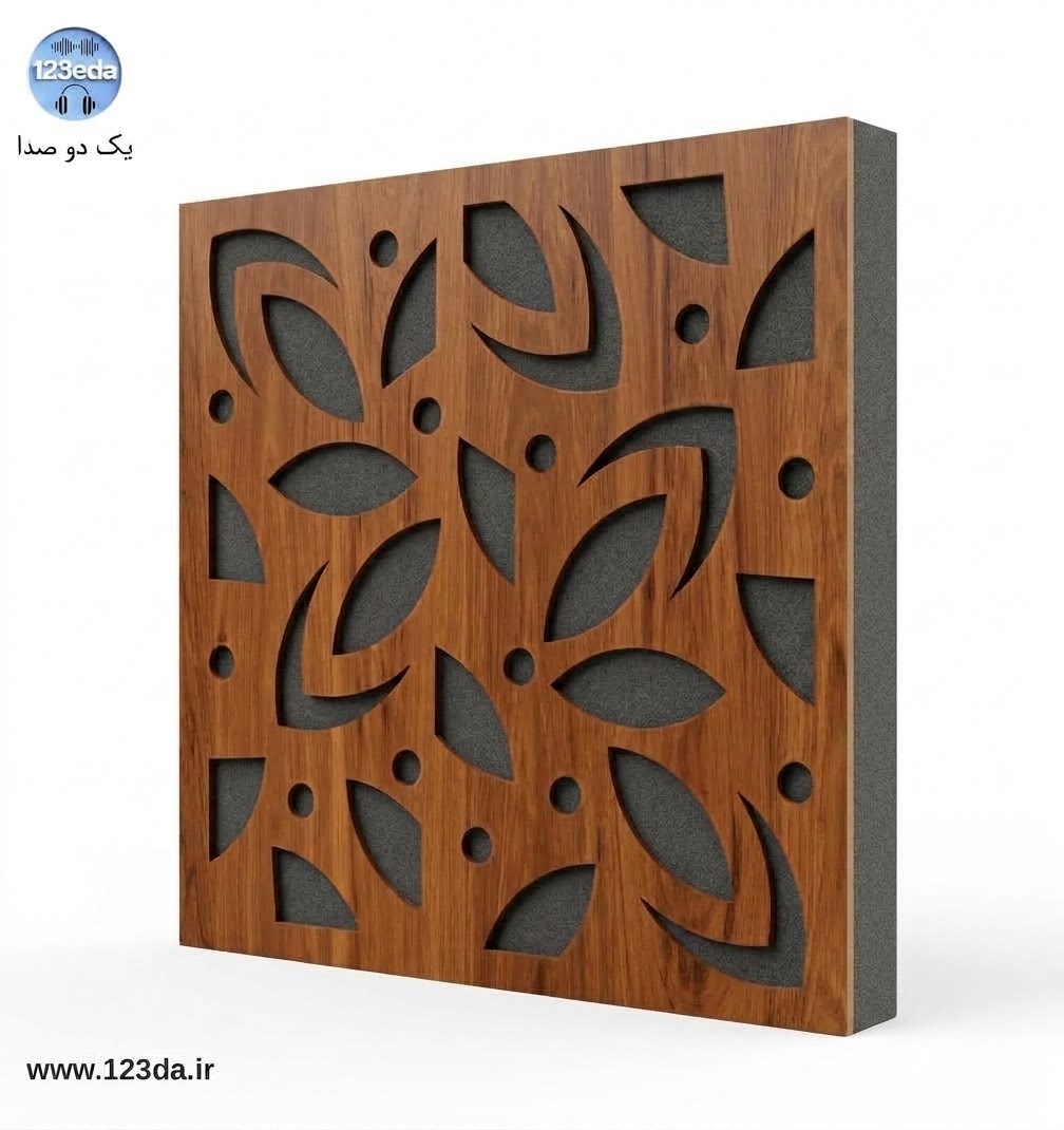 پنل آکوستیک جاذب صدا طرح گلبرگی با روکش چوب طبیعی ابعاد ۵۰×۵۰ - یک دو صدا