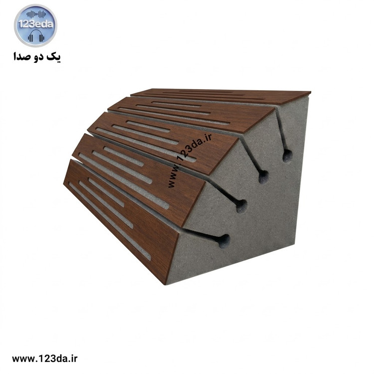 سوپر بیس ترپ ۹۰ وود گردویی برای جذب فرکانس پایین در کنج اتاق - یک دو صدا